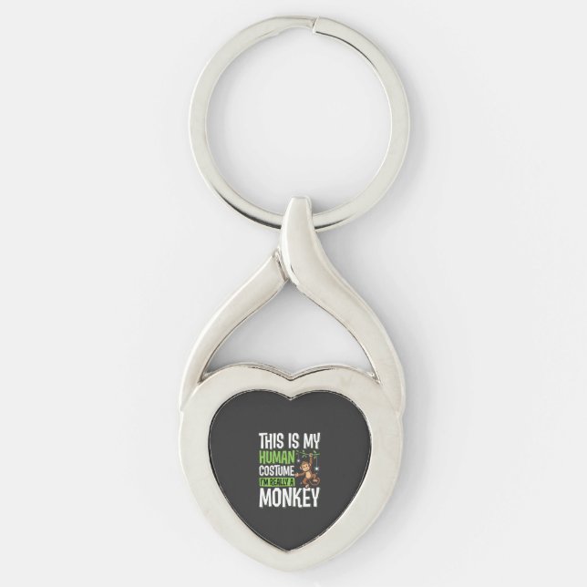 Funny Monkey Costume Halloween Vector Key Ring (Front)