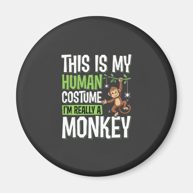 Funny Monkey Costume Halloween Vector Magnet (Front)