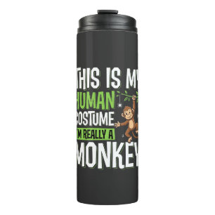 Funny Monkey Costume Halloween Vector Thermal Tumbler
