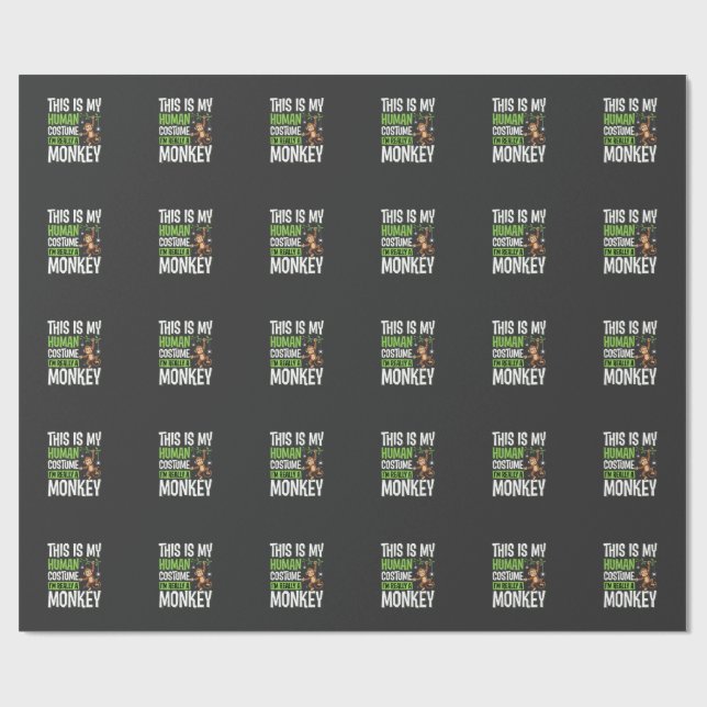 Funny Monkey Costume Halloween Vector Wrapping Paper (Flat)