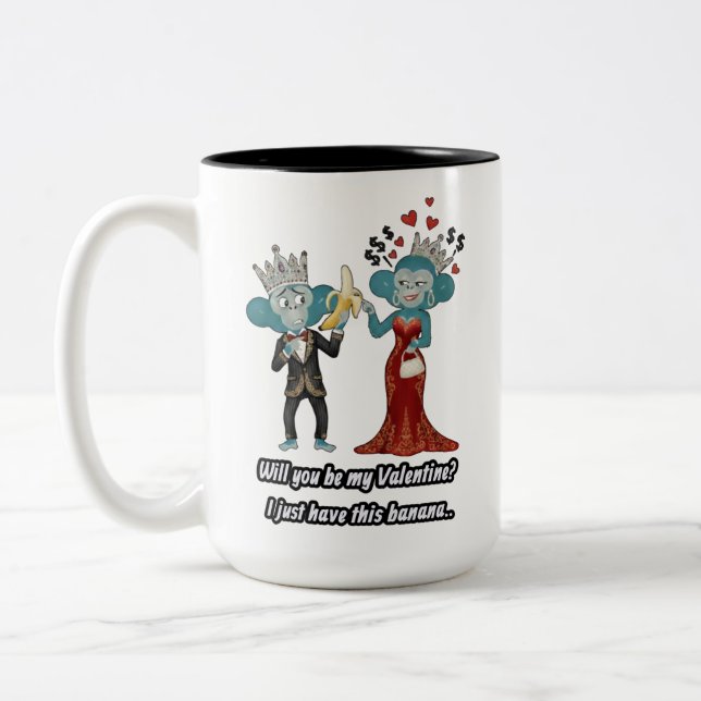 Funny monkey couple valentine's day T-Shirt Two-Tone Coffee Mug (Left)