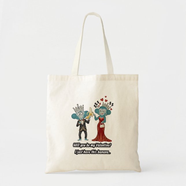 Funny Monkey Couple Valentine's Day Tote Bag (Front)