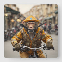 Funny Monkey Cycling Wall Clock