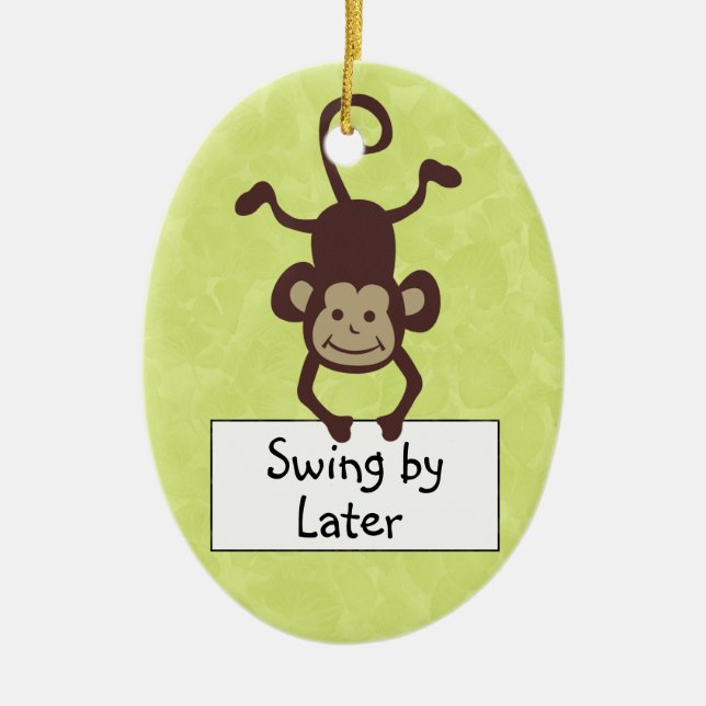Funny Monkey Door Hanger Ceramic Tree Decoration (Front)