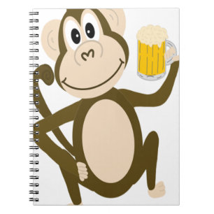 Funny Monkey Drinking Beer Cartoon Notebook