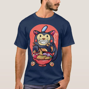Funny Monkey Eating Ramen Cute Japanese Monkey Ram T-Shirt