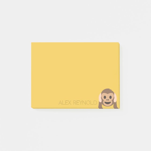 Funny Monkey Emoji | Custom Name Post-it Notes (Front)