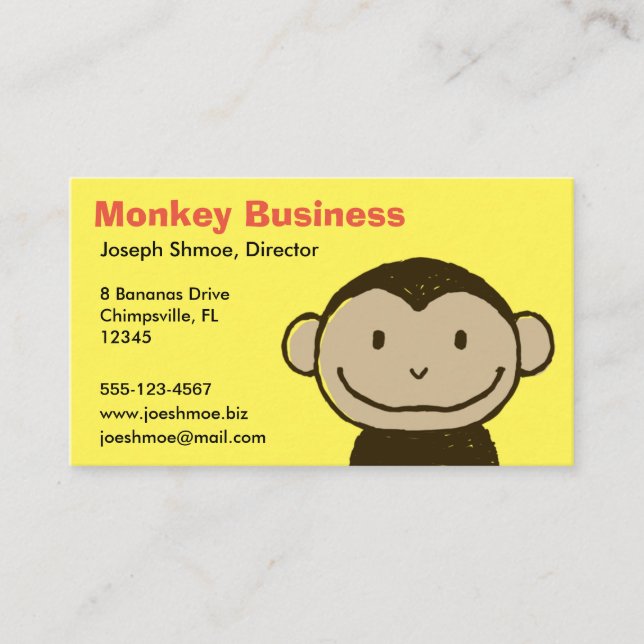 Funny Monkey Face | Cute Cartoon Business Card (Front)