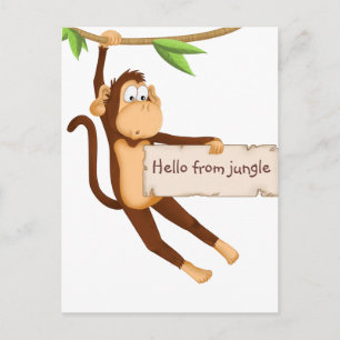 Funny monkey holding Your Text Postcard