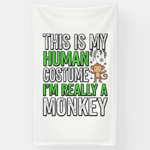 Funny Monkey Human Costume Halloween Shirt Design_ Banner