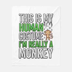 Funny Monkey Human Costume Halloween Shirt Design_ Fleece Blanket