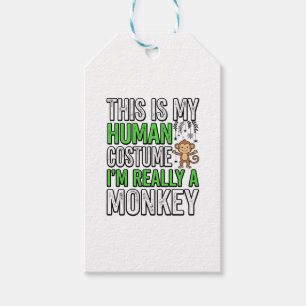 Funny Monkey Human Costume Halloween Shirt Design_ Gift Tags