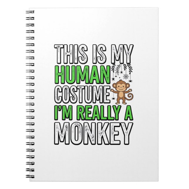 Funny Monkey Human Costume Halloween Shirt Design_ Notebook (Front)