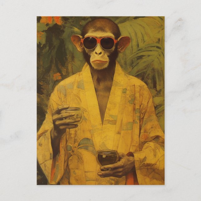 Funny Monkey in a Yellow Robe Postcard (Front)