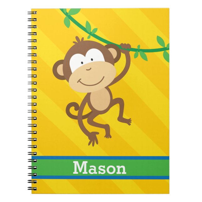 Funny Monkey in the Jungle Personalised Notebook (Front)