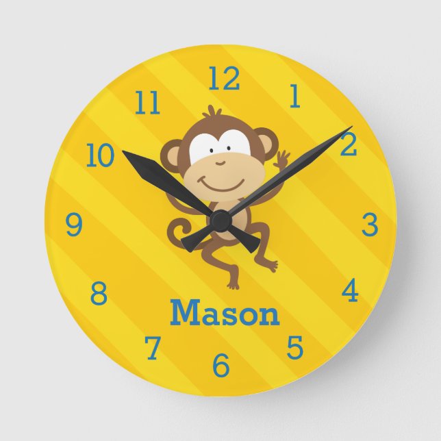 Funny Monkey in the Jungle Personalised Wall Clock (Front)