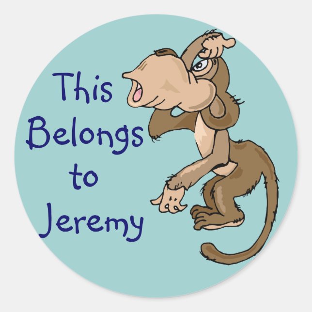 Funny Monkey Name Tag Stickers (Front)