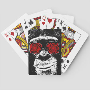 Funny monkey playing cards