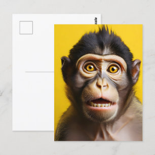 Funny monkey portrait postcard