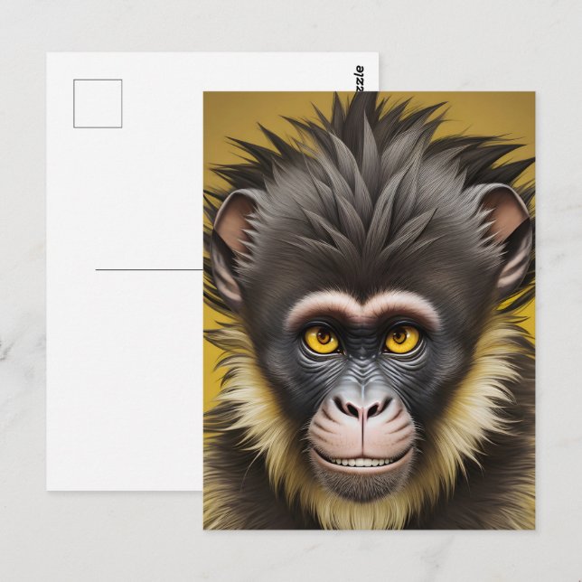 Funny monkey portrait postcard (Front/Back)