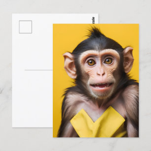 Funny monkey portrait postcard