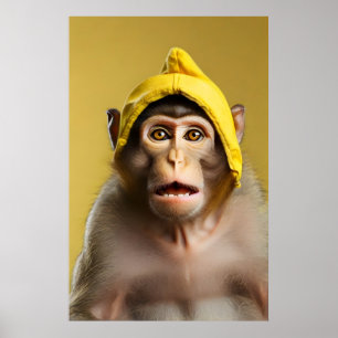 Funny monkey portrait poster