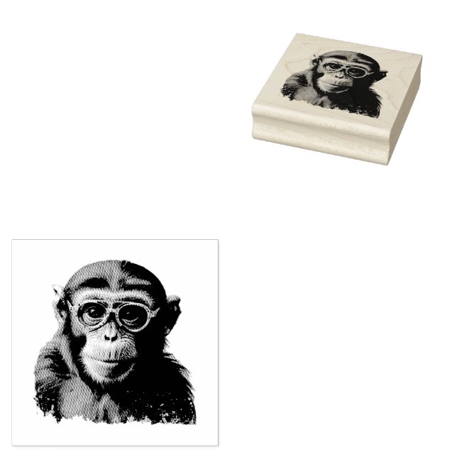 funny Monkey  Rubber Stamp (Stamped)