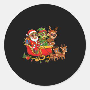 Funny Monkey Santa Reindeer Elf Christmas Womens M Classic Round Sticker