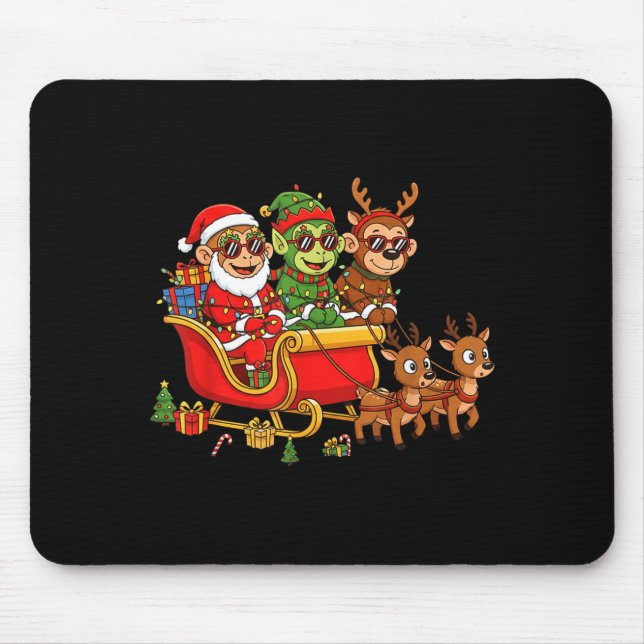 Funny Monkey Santa Reindeer Elf Christmas Womens M Mouse Mat (Front)