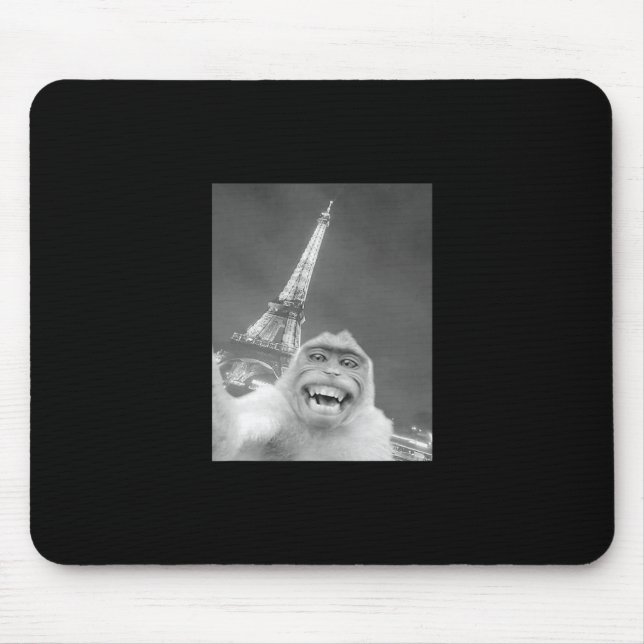 Funny Monkey Selfie Eiffel Tower In Paris Men Wome Mouse Mat (Front)