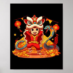 Funny Monkey Snake Chinese New Year 2025 Womens Me Poster