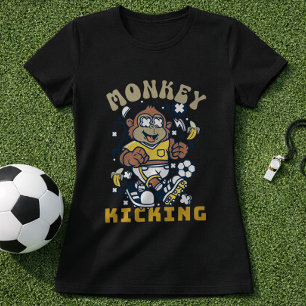 Funny Monkey Soccer Player Kicking Ball T-Shirt