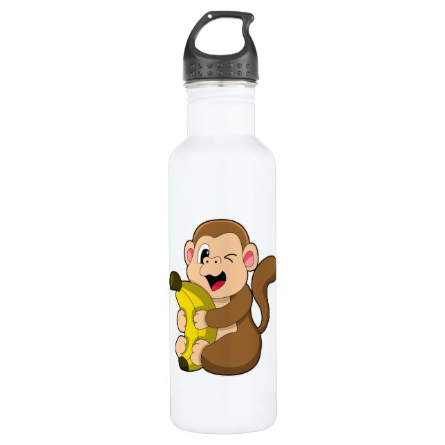 Funny Monkey with Banana 710 Ml Water Bottle (Front)
