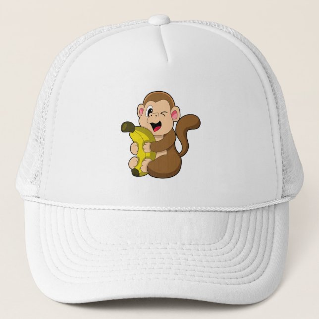Funny Monkey with Banana Trucker Hat (Front)