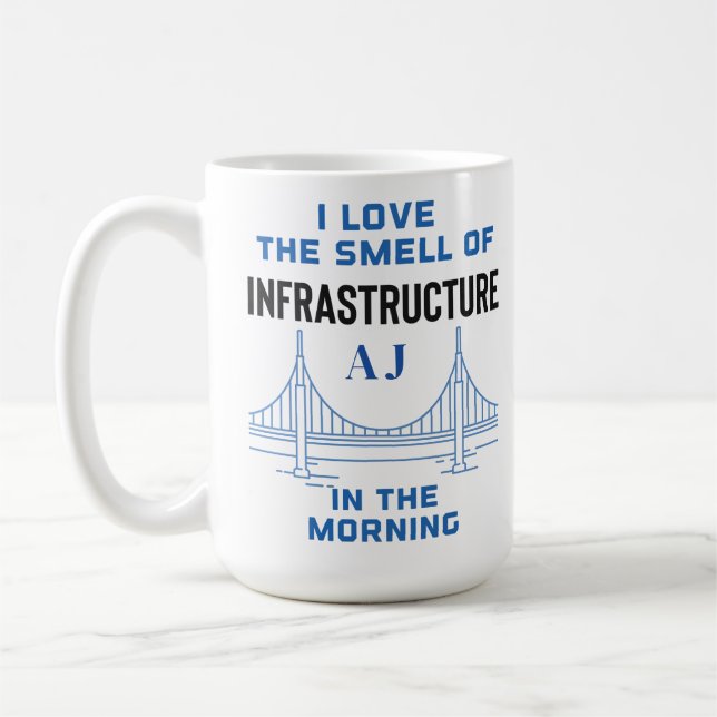 Funny Monogram Civil Engineering Bridge Engineer Coffee Mug (Left)