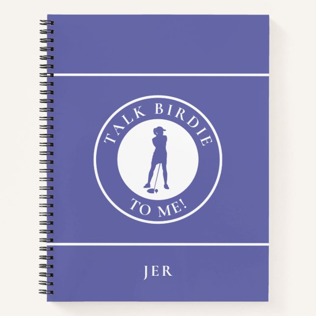 Funny Monogram Golf Log Game Day Progress For Her Notebook (Front)