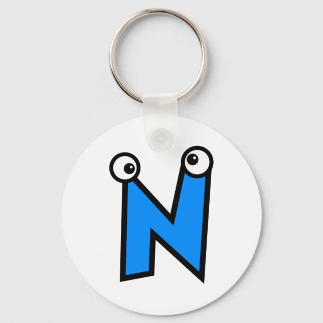Funny Monogram Letter N Key Ring (Front)