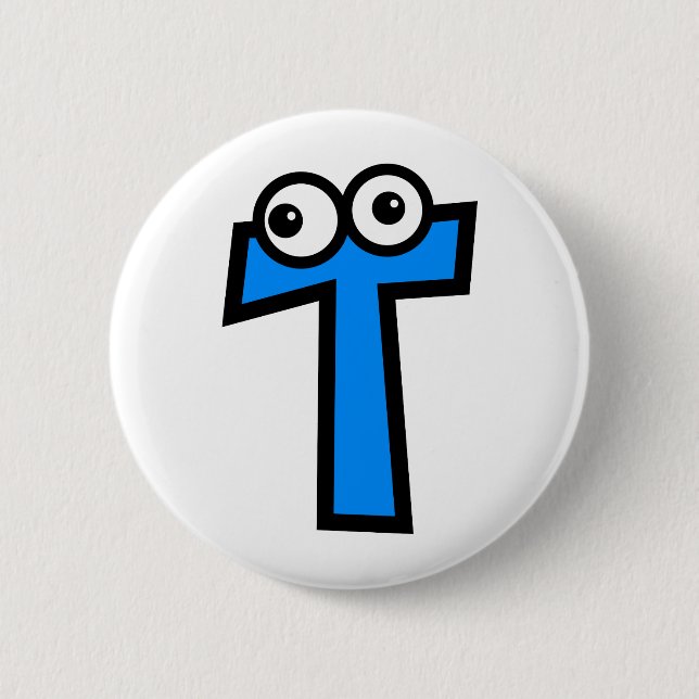 Funny Monogram Letter T 6 Cm Round Badge (Front)
