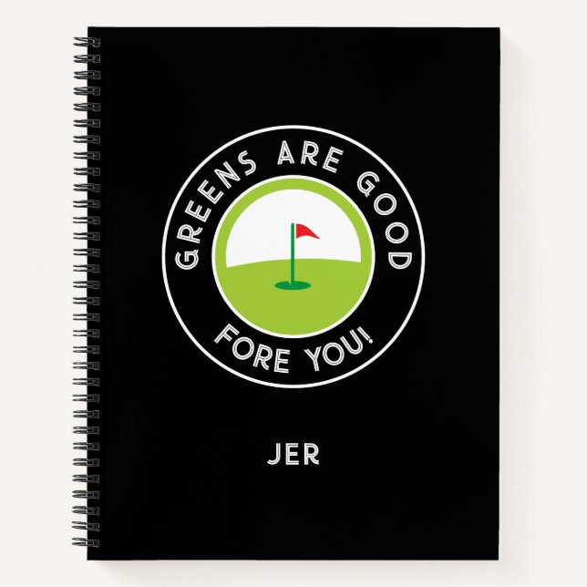 Funny Monogrammed Golf Log Game Day Progress  Notebook (Front)