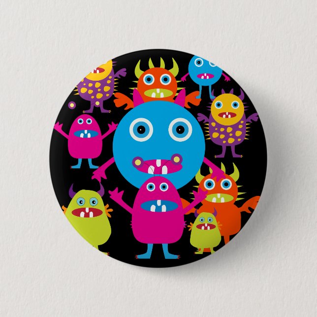 Funny Monster Bash Cute Creatures Party 6 Cm Round Badge (Front)