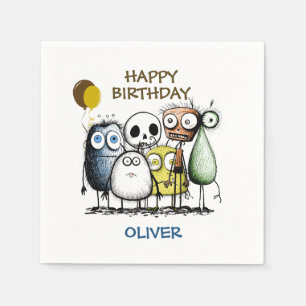 Funny Monster Birthday Napkin
