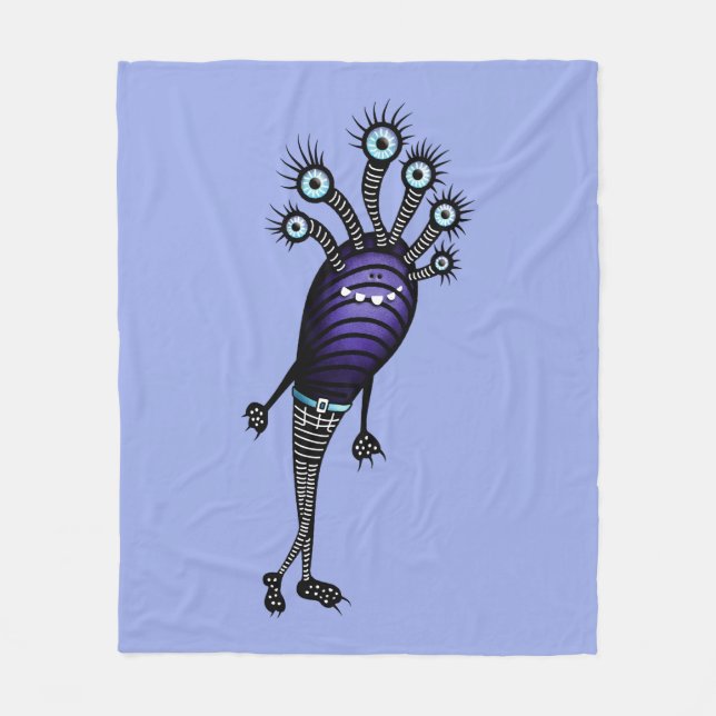 Funny Monster Cartoon Character Dressed Up Fleece Blanket (Front)