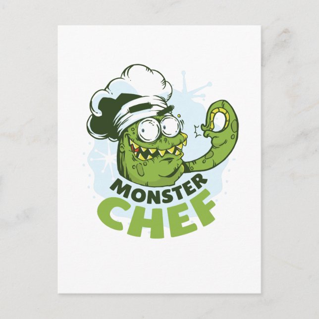 Funny Monster Chef Kraken Octpous Monster Custom Postcard (Front)