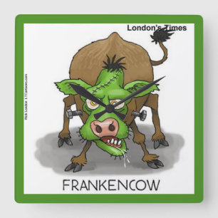 Funny Monster Cow Square Wall Clock