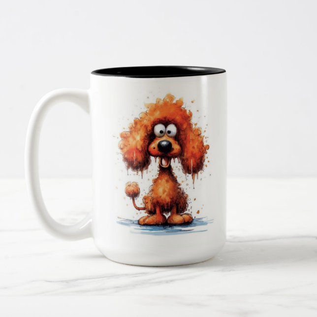 Funny Monster Dog: Chewy Chupacabra Two-Tone Coffee Mug (Left)
