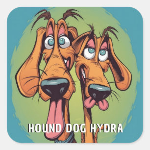 Funny Monster Dog: Hound Dog Hydra Square Sticker