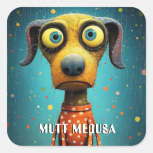Funny Monster Dog: Mutt Medusa Square Sticker