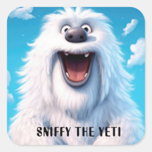 Funny Monster Dog: Sniffy the Yeti Square Sticker
