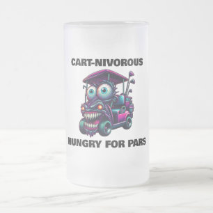 Funny Monster Golf Cart Gift Sports Fans Frosted Glass Beer Mug