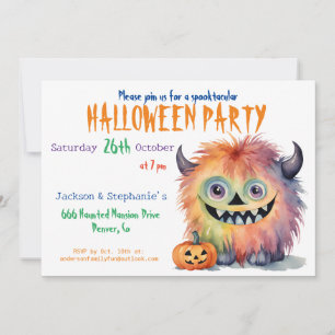 Funny Monster Halloween Party Invitation